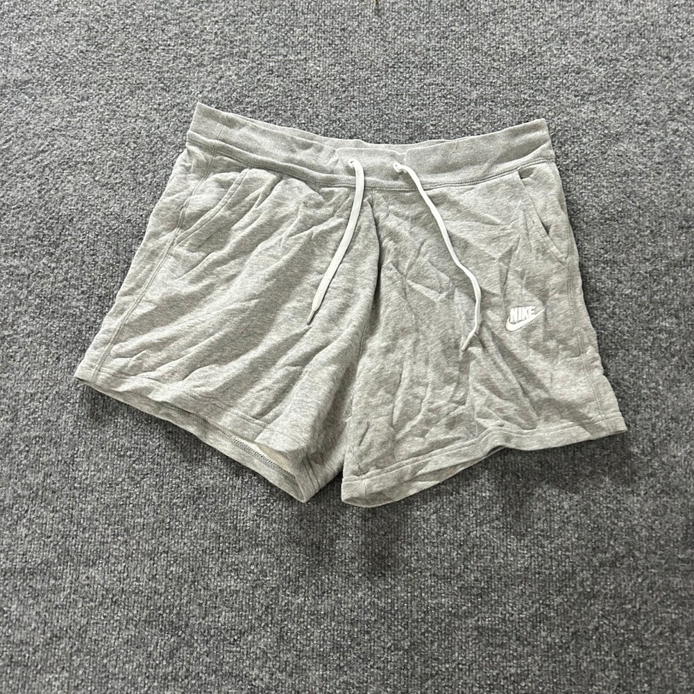 Nike Shorts Womens Size M Gray Jersey Knit Athletic Lounge Drawstring Pockets